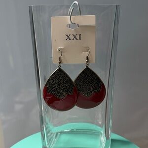XXI Red and Gold Teardrop Earrings
